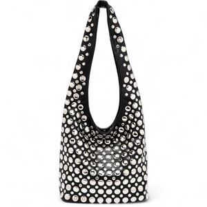 Black and Silver Studded Hobo Bag